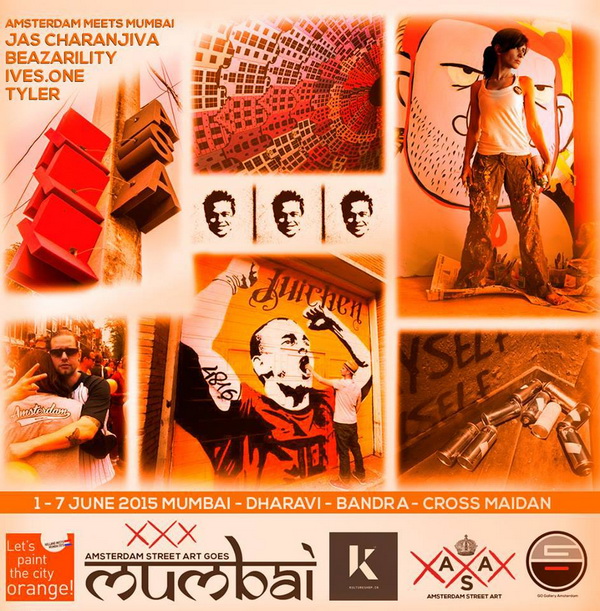 Amsterdam Street Art, Mumbai, Paint the city orange, collaboration, mural, workshop, street art