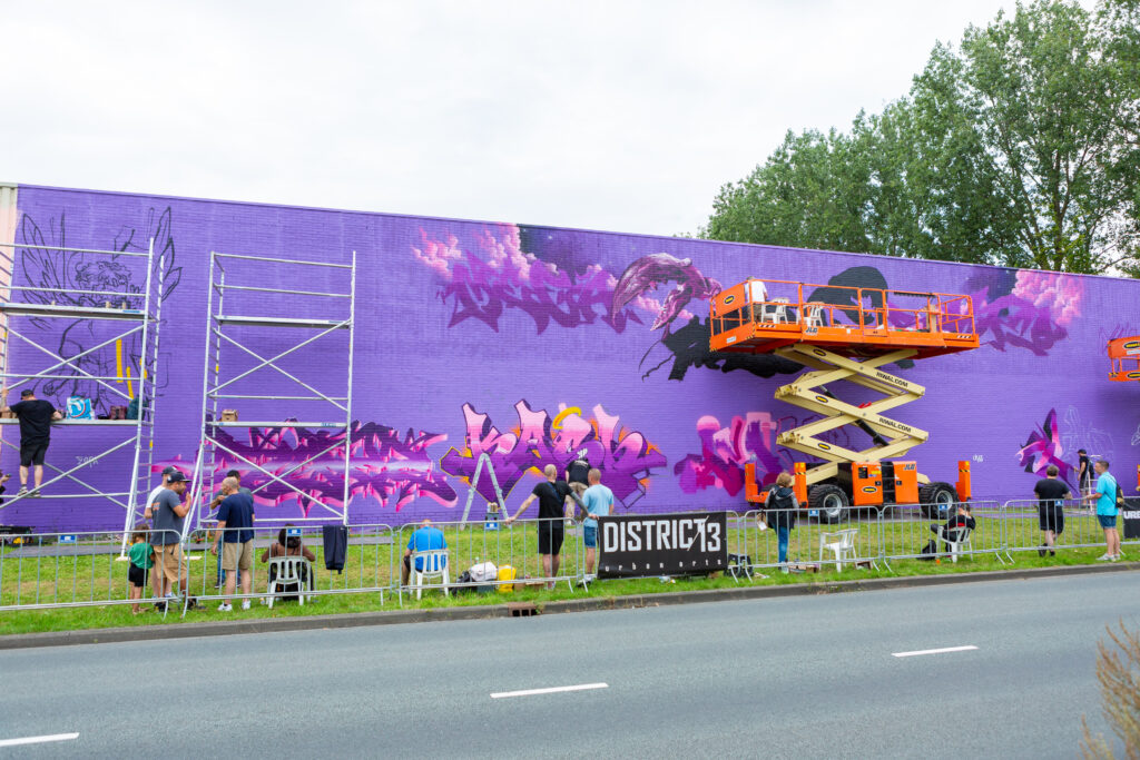 Mural Plastopil building almere during DOCKS Mural & Graffiti Event 2023